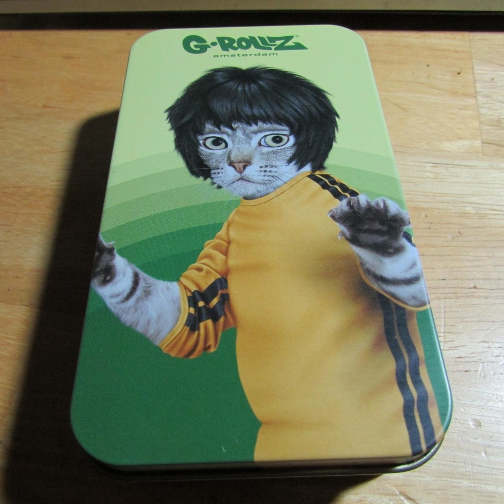 G-Rollz Amsterdam Pets Rock Metal Storage Tin‎ Case Cat Design Stash Box Novelty